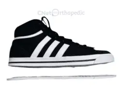 Step 1 — Splitting the sole of an orthopedic shoe lift